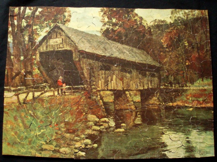   WEEKLY Picture Jig Saw Puzzle THE COVERED BRIDGE Series C 4 COMPLETE