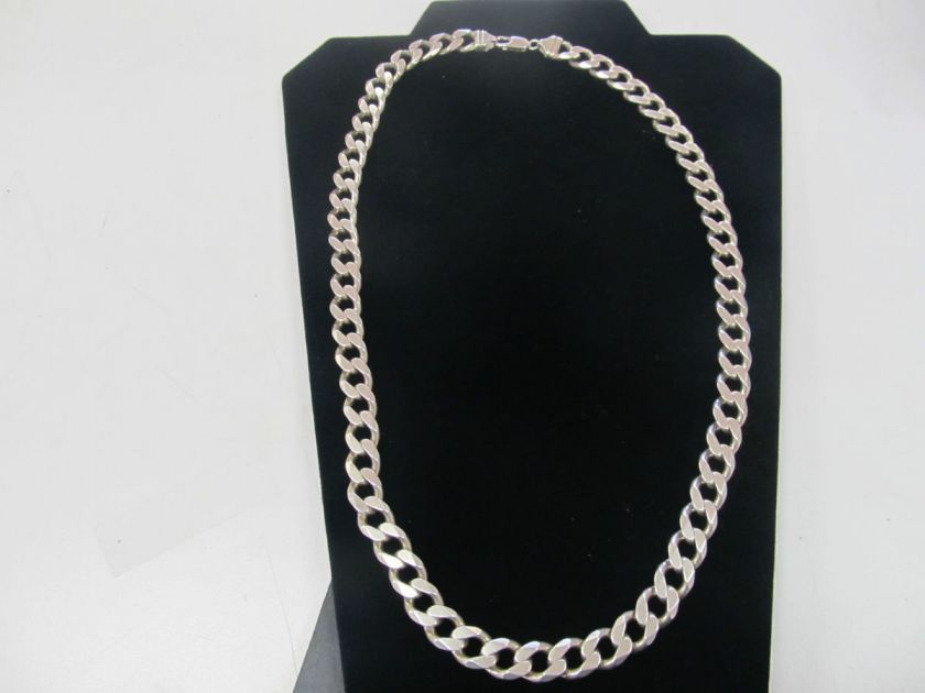Mans Solid Sterling .925 Silver Heavy Chain Link Necklace 120.1 Grams 