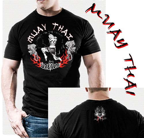 MUAY THAI BLACK T SHIRT   MMA   UFC   TRAINING   GYM   CAGE FIGHT 