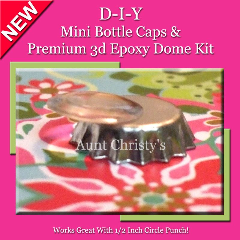 100 Mini Bottle Caps & 3d Epoxy Dome Kit Lens Kit DIY  
