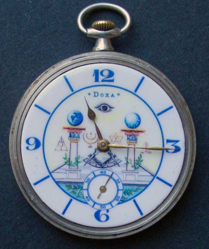 Very nice swiss made DOXA LOCLE pocket watch. Masonic dial. Working 