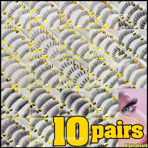 10 Pairs Natural False Eyelashes Invisible Clear Band  