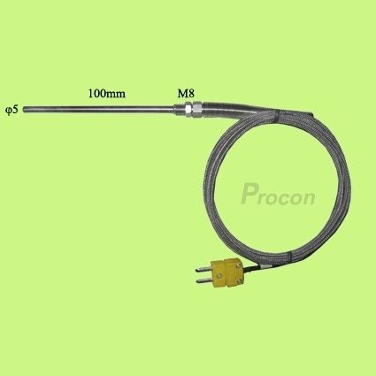 Thermocouple K Type Probe Sensors with Connector 100mmL  