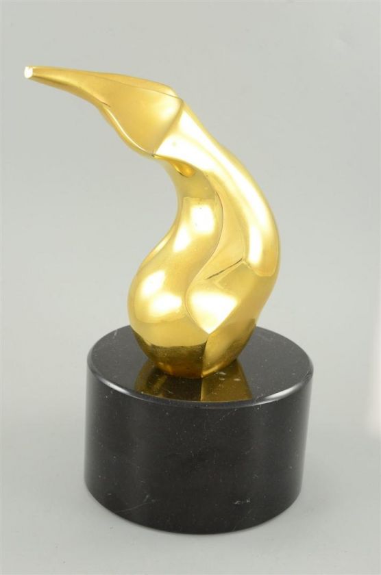   Signed Bronze On black marble stand Sculpture by Isaac Kahn  