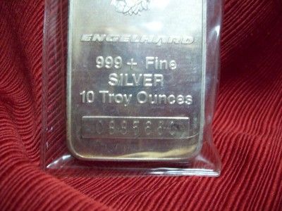 ENGELHARD .999+ FINE SILVER 10 TROY OUNCE SEALED ENGELHARD SILVER BAR 