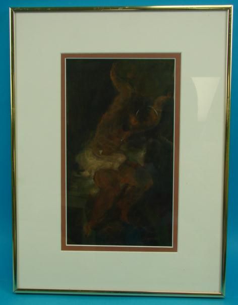 Charles Burdick Figural Framed Oil Painting Atlas+Globe  