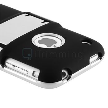   Back Clip on Case Cover with Chrome Stand For iPhone 3 G 3GS  