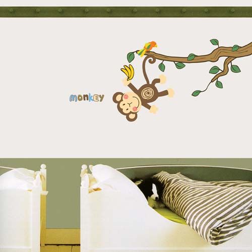 new WALL DECO STICKER MONKEY TREE NURSERY KIDS DECALS  