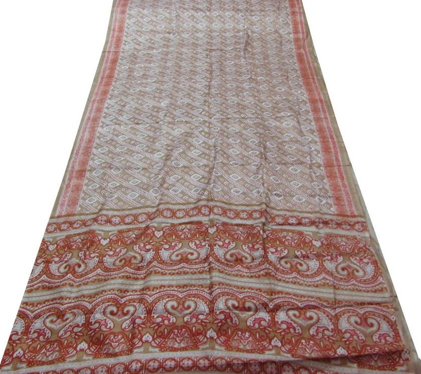 PATOLA PRINT VINTAGE SARI CHINA SILK USED FABRIC SAREE  