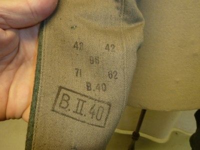 GERMAN ARMY WW2 WOOLEN TUNIC ORIGINAL DARK GREEN COLLAR B40  