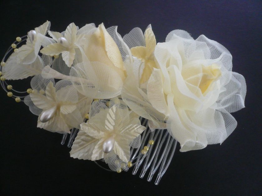 Brand New Beautiful Flower Hair Ornament /LIGHT YELLOW  