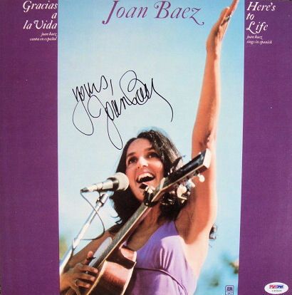 Joan Baez Signed Heres To Life Vinyl 12 LP PSA/DNA  