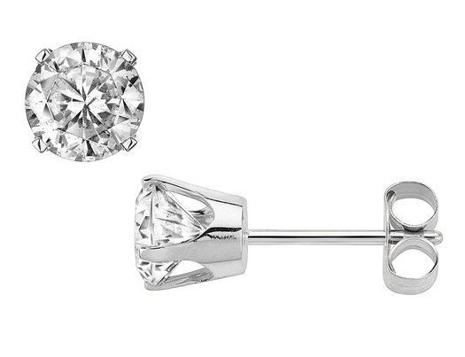 40CT Round Brilliant Cut NATURAL Diamond Studs White Gold Womens 