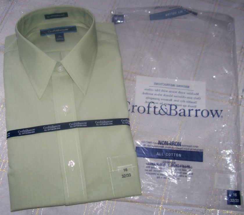 NWT Sealed 16 32/33 Croft Barrow Cotton DRESS SHIRT $55  