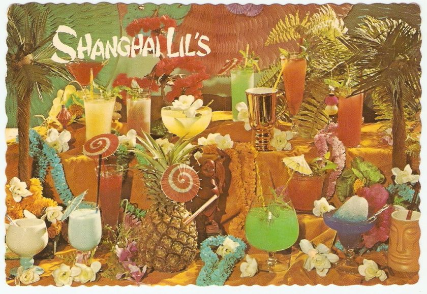 Vintage 1970s Adv PC SHANGHAI LILS TIKI BAR Chicago IL  