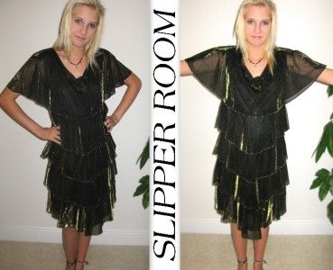 Vtg PATRA party layered tiered dress chiffon sheer origami prom party 