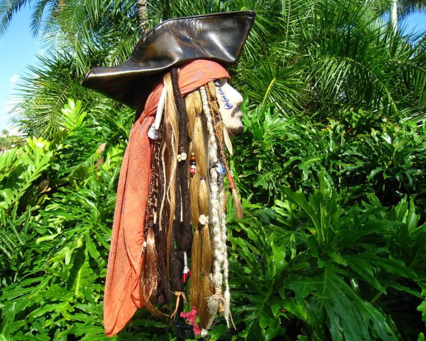 HD VIDEO* OST JACK SPARROW WIG ON STRANGER TIDES BANDANA BEADS  