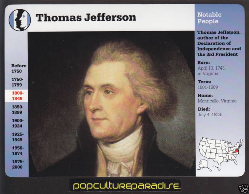 THOMAS JEFFERSON President Biography PICTURE STORY CARD  