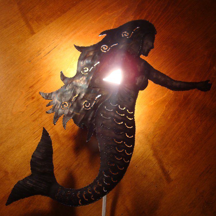   SCULPTURE MERMAID SCONCE WALL LIGHT LAMP Nautical Beach Home Decor