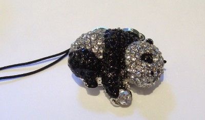 Glitzy Panda Crystal Mobile Phone Charms   So Cute Bear  