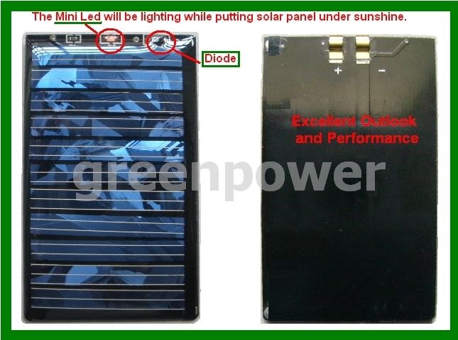 1PC 0.33W 5.5V Mini Solar Panel with LED light & Diode  