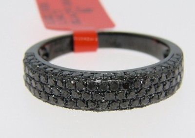 MENS BLACK DIAMONDS PAVE 5.5 MM BAND RING 1.54 CT  