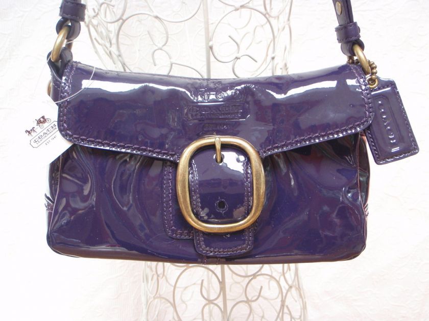 COACH BLEEKER PLUM PURPLE PATENT LEATHER B4/PM BAG NEW  