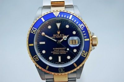 Gents Steel & 18k Rolex Submariner Blue Dial   