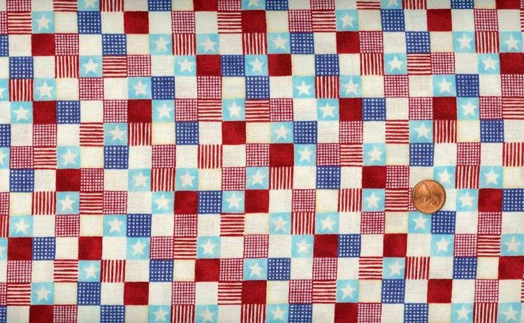 SALE   RED, WHITE, & BLUE SUMMERTIME CHECKS QUILT FABRIC  DIANE KNOTT