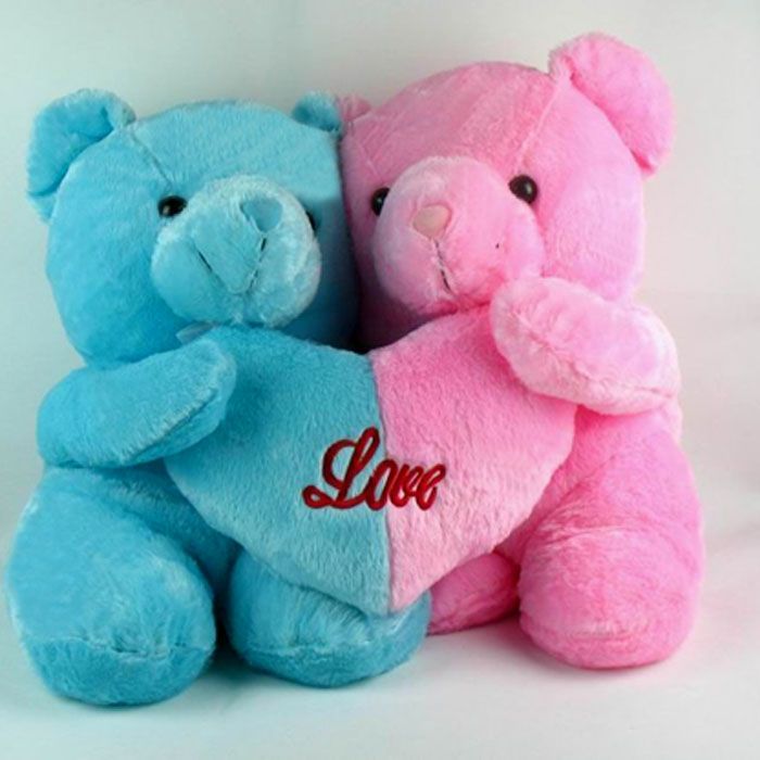 Pink & Blue Bear Lovers LED Illuminated Cushion Pillow  