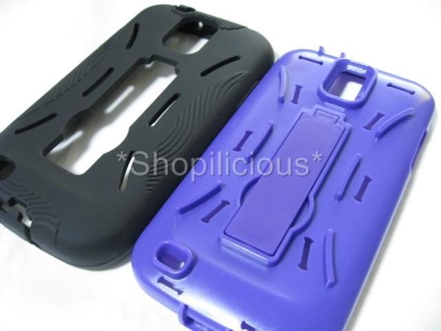 TMOBILE SAMSUNG GALAXY S2 II T989BLK PRPL HYBRID SILICONE+HARD CASE 