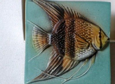 Natalie Surving Handmade Angel Fish 4 Ceramic Tile 97  