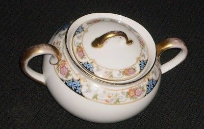 NORITAKE NIPPON SUGAR BOWL   FLORAL   SOME WEAR  