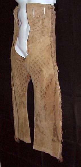 INDIAN FRINGED BUCKSKIN CHAPS WESTERN COWBOY MOVIE WORN  