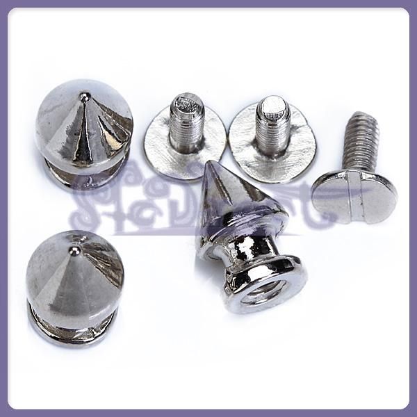 10 Sets Silver Cone Screwback Spikes Studs Leather Craft 12mm NEW 