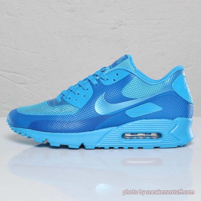 NIKE AIR MAX 90 HYPERFUSE PREMIUM BLUE GLOW NEON MESH HYP PRM RUNNING 