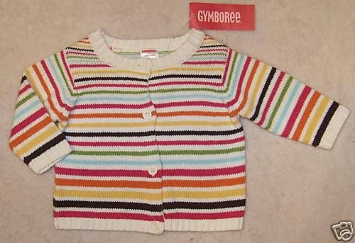 NWT Gymboree LOTS OF DOTS Striped CARDIGAN SWEATER 3 6  