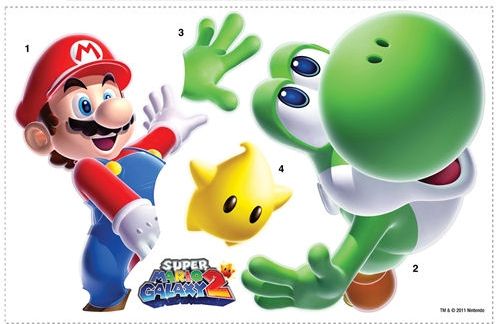 Super Mario Bros Giant Peel And Stick Wall Decal Mario & Yoshi *New 