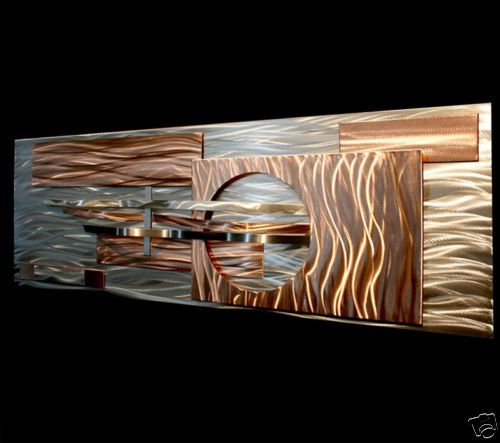 ABSTRACT STEEL COPPER MODERN METAL ART WALL SCULPTURE  