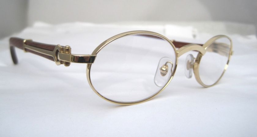 CARTIER GOLD EYEGLASSES GLASSES WOOD NEW   AUTHENTIC  