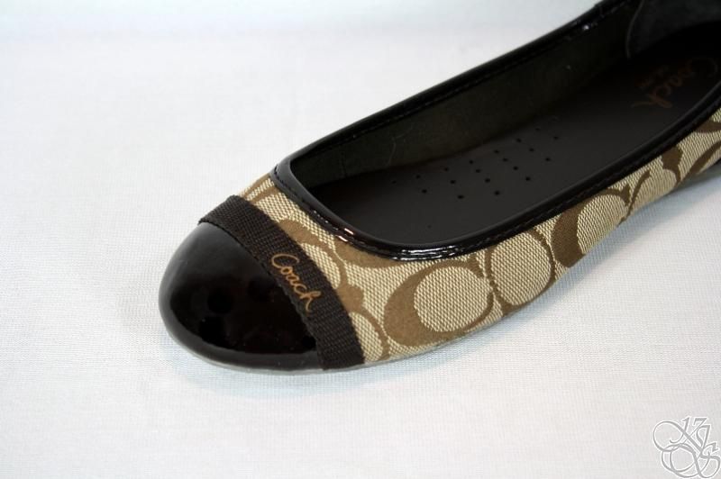 COACH Cecile 12CM SIG Khaki/Chestnut Ballet Flats Shoes New A2870 