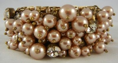 CREW NEW PINK CRYSTAL LUXE COCKTAIL BRACELET PEARL  