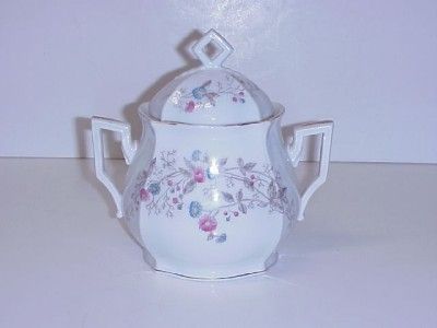 ANTIQUE COVERED BISCUIT JAR DOUBLE HANDLED PORCELAIN  