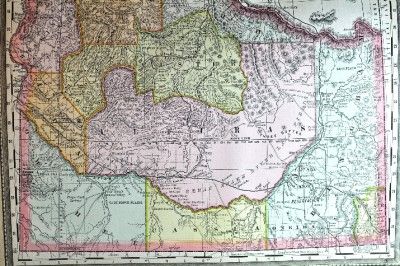 Original 1888 Color Map Of Idaho with Railroad Legend 19 X 12.75 