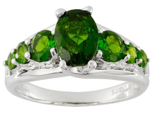 Womens Oval & Round 5 Stone Chrome Diopside 2.6ctw .925 Sterling 