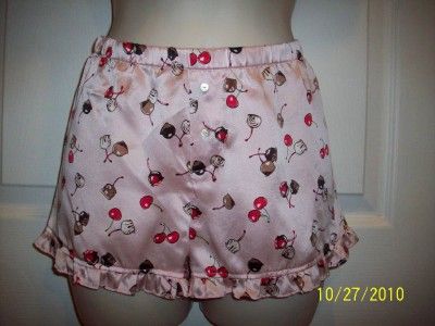 NWT VICTORIAS SECRET CHERRY 100% SILK BOXERS/SLEEP SHORTS XL  