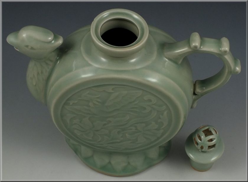 Wonderful Chinese Celadon Teapot w/ Figural Spout  