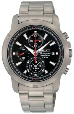 Seiko SNAE47 Black Dial Titanium Case and Bracelet Chronograph Date 