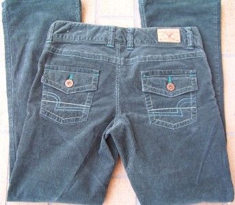 Ladies AMERICN EAGLE Green Corduroy Jeans 4 Stretch EUC  