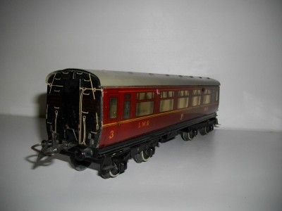   HORNBY MECCANO LMS TIN TRAIN CORRIDOR COACH 1ST 3RD 3888 EXC W BOX NR